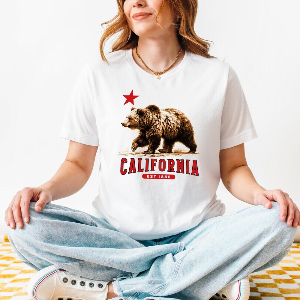 California Bear Shirt California Republic Tee White